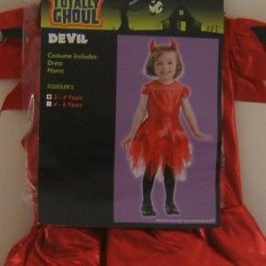 Red Devil Halloween Costume Totally Ghoul Dress Horns Child Toddler 2 4 Yr